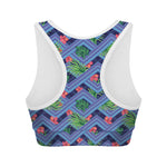 Tropical Aztec Geometric Pattern Print Women's Sports Bra