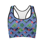 Tropical Aztec Geometric Pattern Print Women's Sports Bra