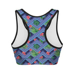 Tropical Aztec Geometric Pattern Print Women's Sports Bra