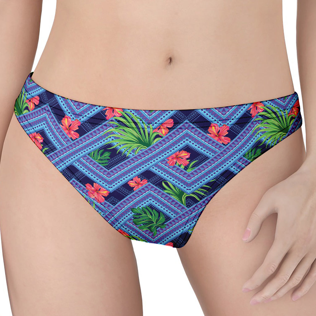 Tropical Aztec Geometric Pattern Print Women's Thong