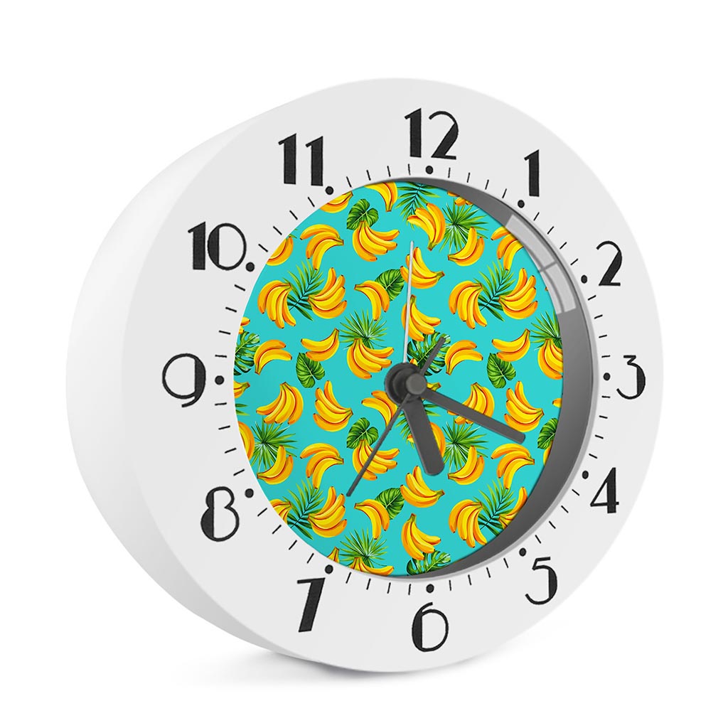 Tropical Banana Leaf Pattern Print Alarm Clock