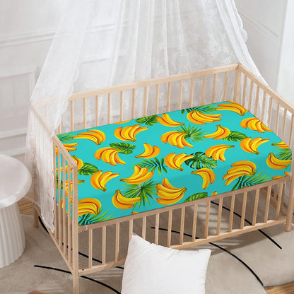 Tropical Banana Leaf Pattern Print Baby Crib Sheet