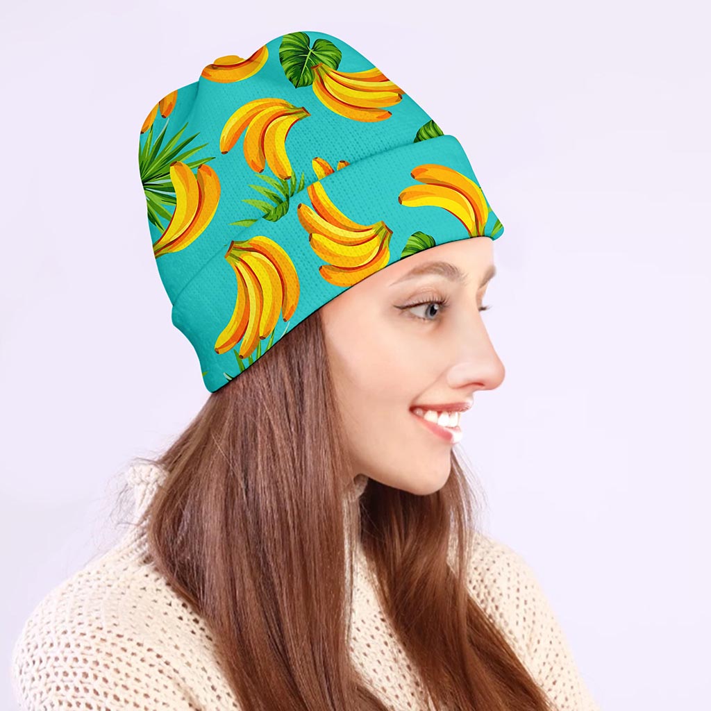 Tropical Banana Leaf Pattern Print Beanie