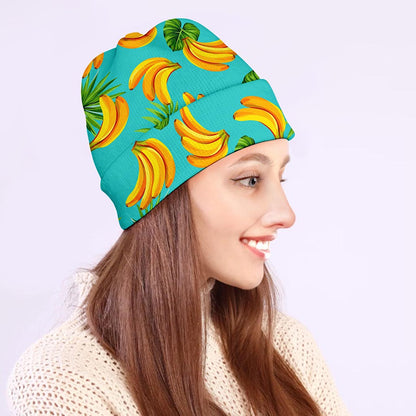Tropical Banana Leaf Pattern Print Beanie