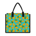 Tropical Banana Leaf Pattern Print Canvas Tote Bag