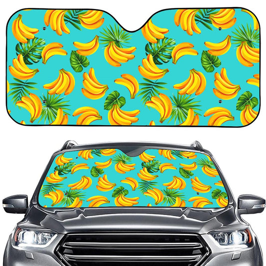 Tropical Banana Leaf Pattern Print Car Windshield Sun Shade