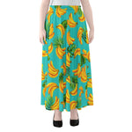 Tropical Banana Leaf Pattern Print Chiffon Maxi Skirt