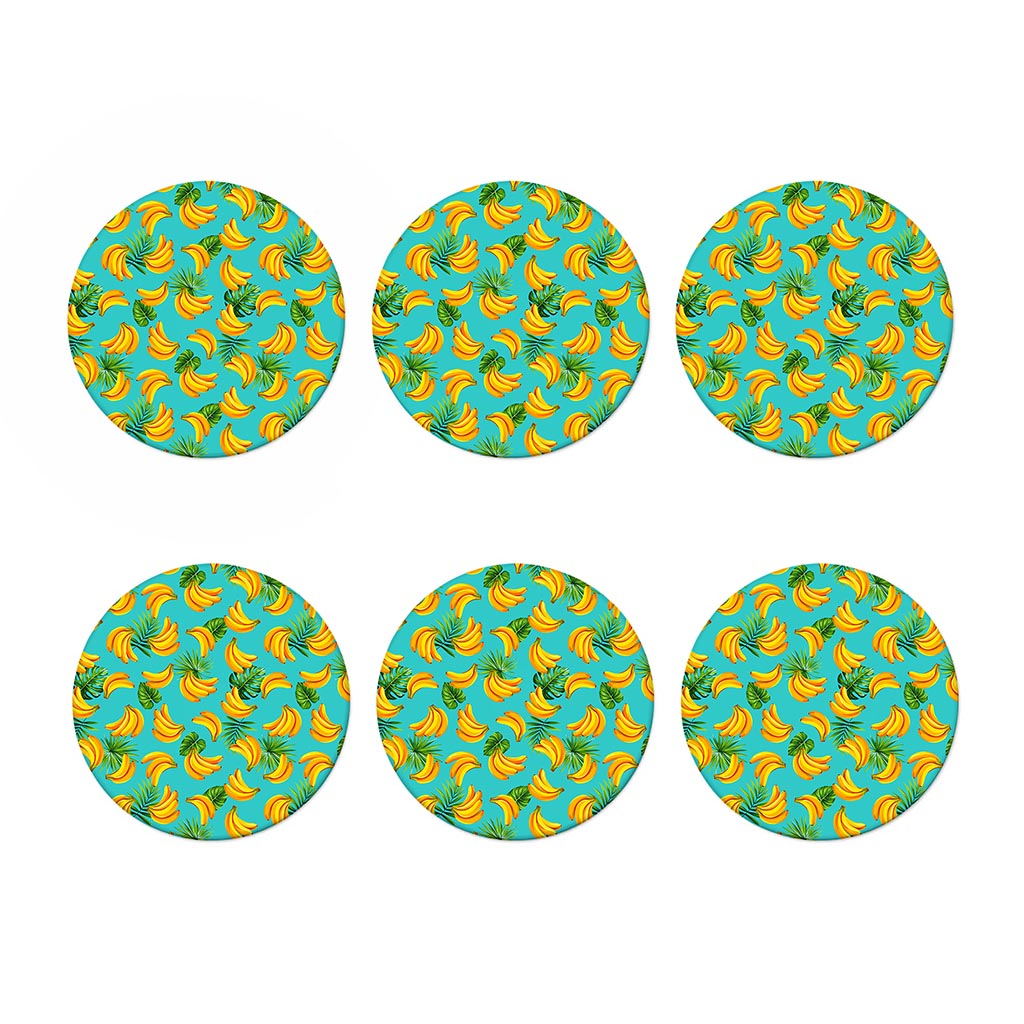 Tropical Banana Leaf Pattern Print Coaster Set