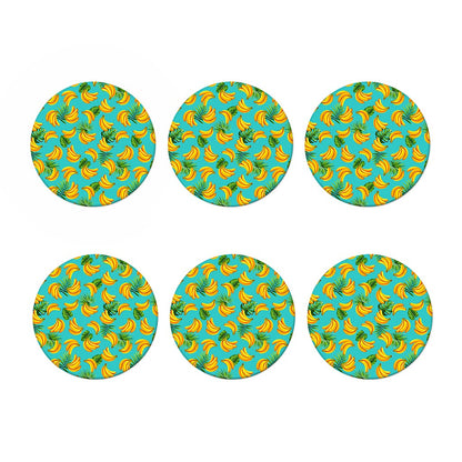 Tropical Banana Leaf Pattern Print Coaster Set