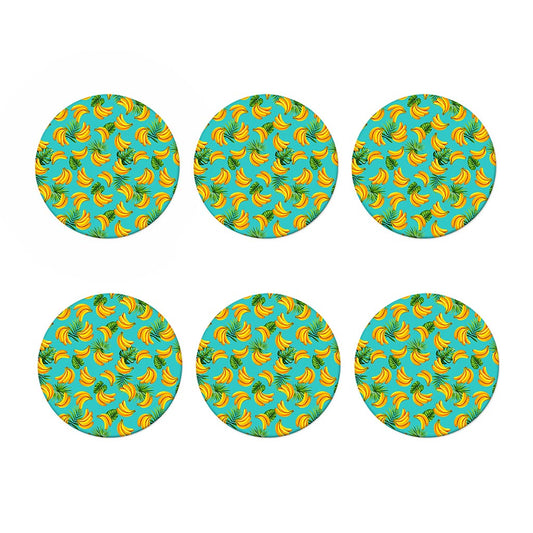 Tropical Banana Leaf Pattern Print Coaster Set