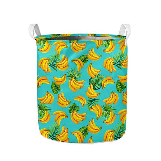 Tropical Banana Leaf Pattern Print Collapsible Laundry Basket