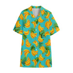 Tropical Banana Leaf Pattern Print Cotton Hawaiian Shirt