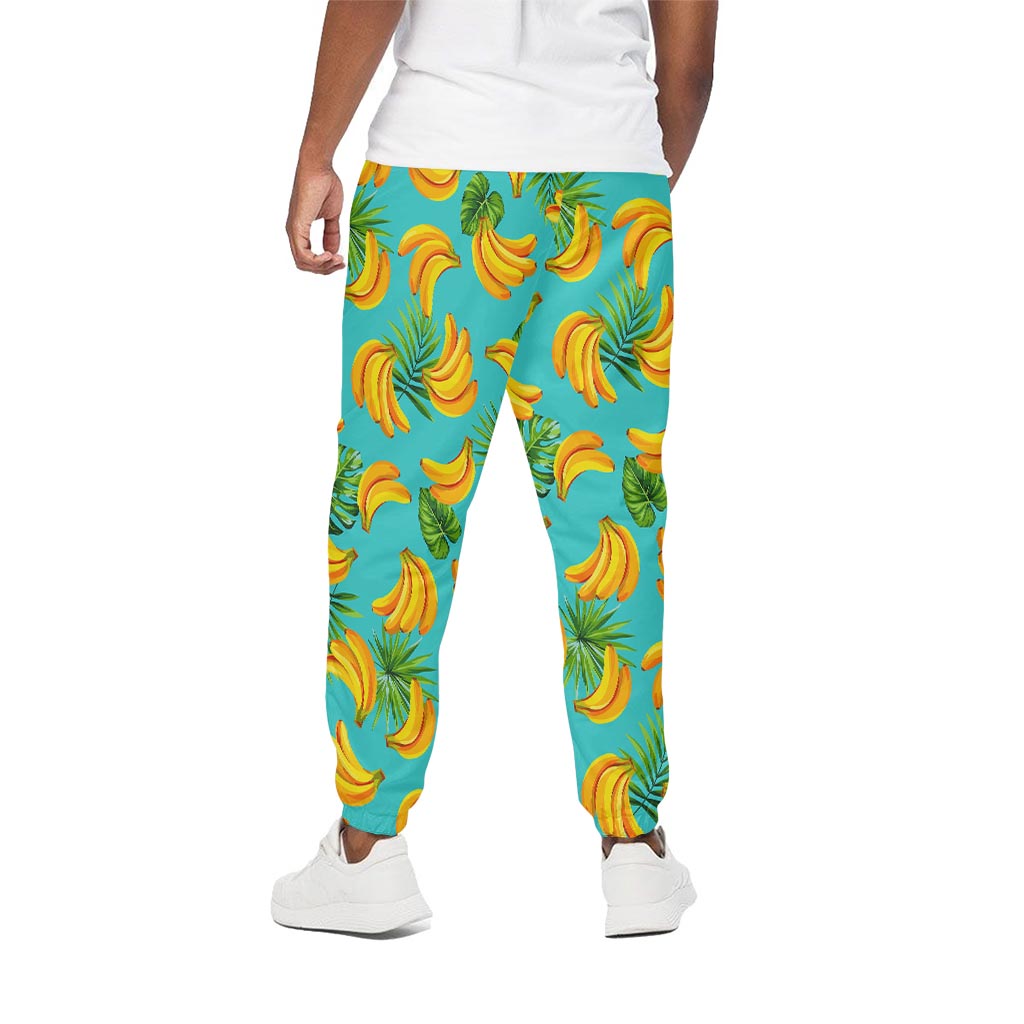 Tropical Banana Leaf Pattern Print Cotton Pants