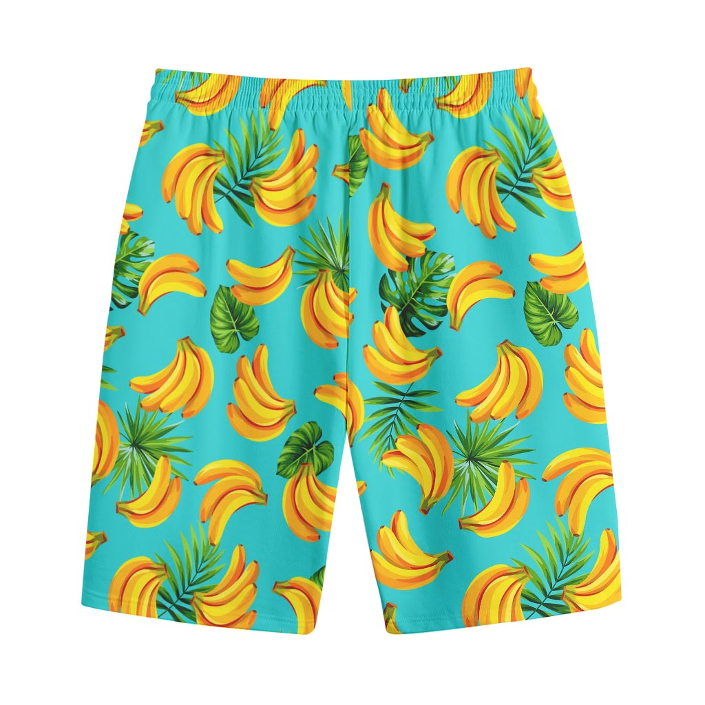 Tropical Banana Leaf Pattern Print Cotton Shorts
