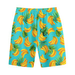 Tropical Banana Leaf Pattern Print Cotton Shorts
