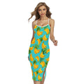 Tropical Banana Leaf Pattern Print Cross Back Cami Dress