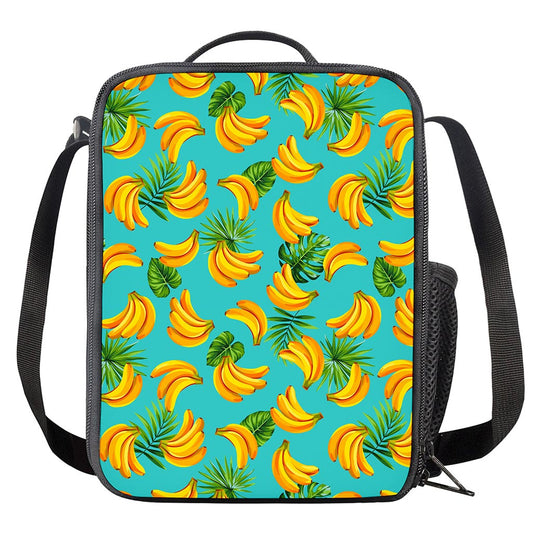 Tropical Banana Leaf Pattern Print Crossbody Lunch Bag