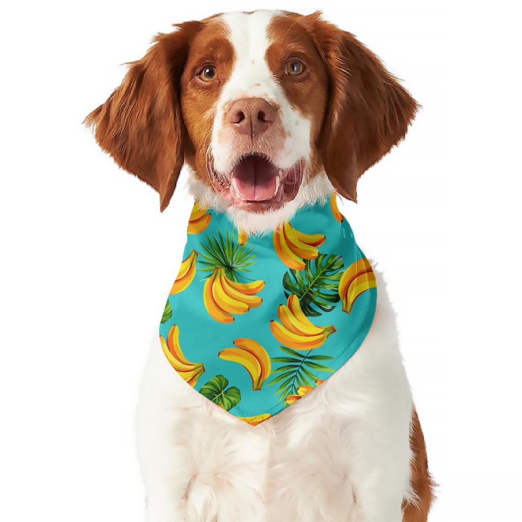 Tropical Banana Leaf Pattern Print Dog Bandana