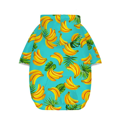 Tropical Banana Leaf Pattern Print Dog Zip Up Hoodie
