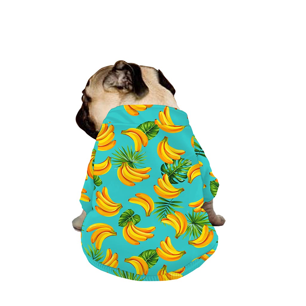 Tropical Banana Leaf Pattern Print Dog Zip Up Jacket