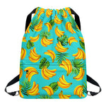 Tropical Banana Leaf Pattern Print Drawstring Backpack