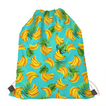 Tropical Banana Leaf Pattern Print Drawstring Bag