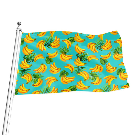 Tropical Banana Leaf Pattern Print Flag