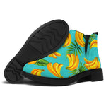 Tropical Banana Leaf Pattern Print Flat Ankle Boots