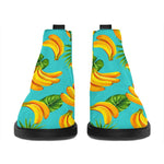 Tropical Banana Leaf Pattern Print Flat Ankle Boots