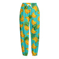 Tropical Banana Leaf Pattern Print Fleece Lined Knit Pants
