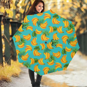 Tropical Banana Leaf Pattern Print Foldable Umbrella