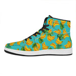 Tropical Banana Leaf Pattern Print High Top Leather Sneakers