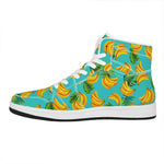 Tropical Banana Leaf Pattern Print High Top Leather Sneakers