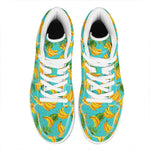 Tropical Banana Leaf Pattern Print High Top Leather Sneakers