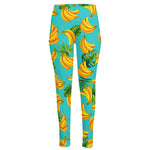 Tropical Banana Leaf Pattern Print High-Waisted Pocket Leggings