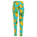 Tropical Banana Leaf Pattern Print High-Waisted Pocket Leggings