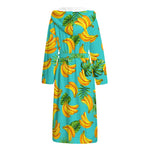 Tropical Banana Leaf Pattern Print Hooded Bathrobe