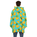 Tropical Banana Leaf Pattern Print Hoodie Blanket