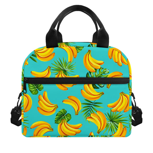 Tropical Banana Leaf Pattern Print Insulated Lunch Bag