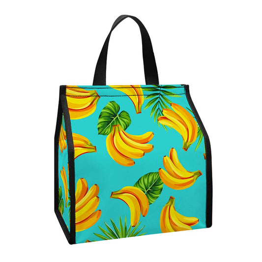 Tropical Banana Leaf Pattern Print Insulated Lunch Tote