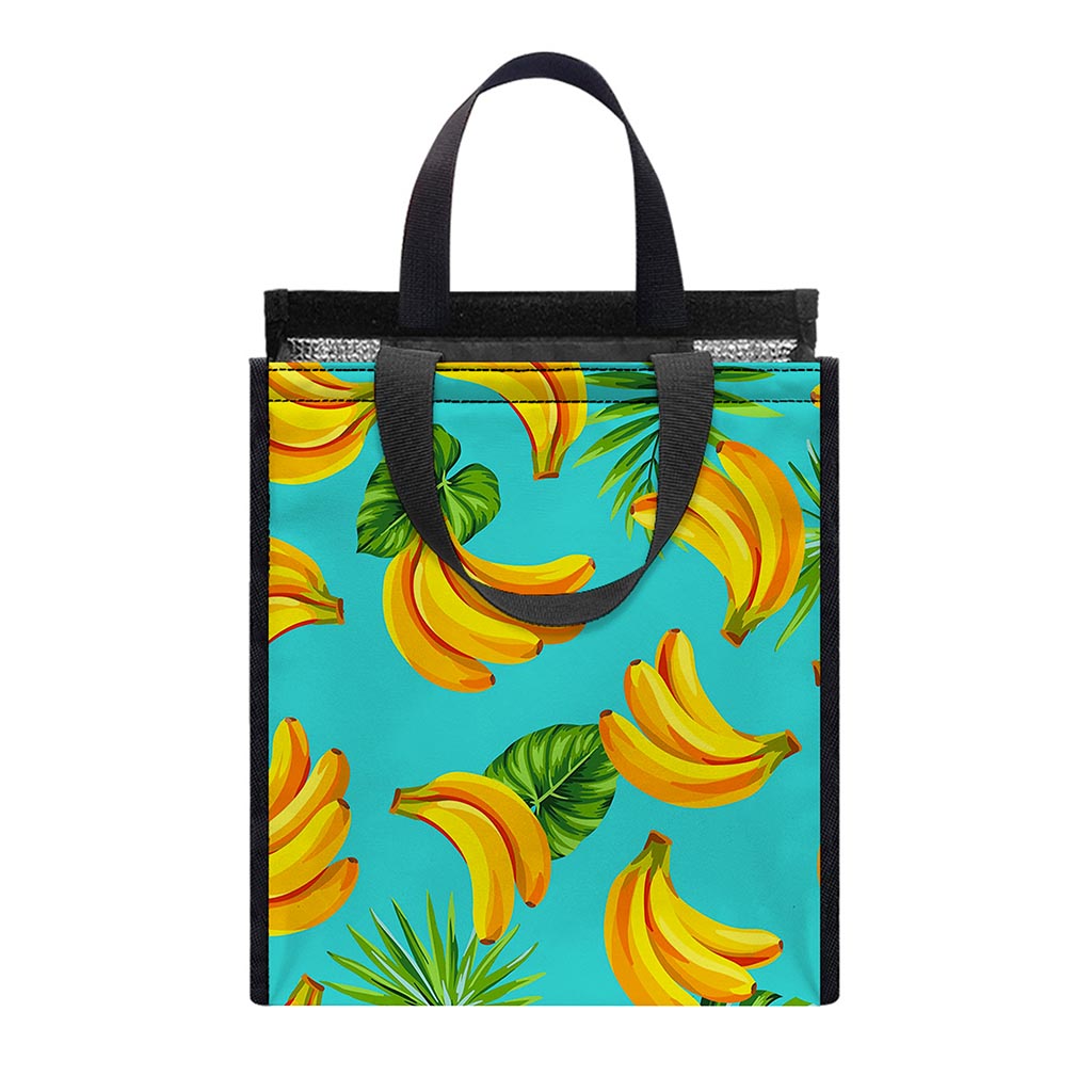 Tropical Banana Leaf Pattern Print Insulated Lunch Tote