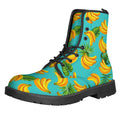 Tropical Banana Leaf Pattern Print Lace-Up Boots