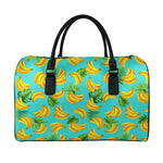 Tropical Banana Leaf Pattern Print Leather Duffle Bag