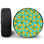 Tropical Banana Leaf Pattern Print Leather Spare Tire Cover