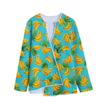 Tropical Banana Leaf Pattern Print Long Sleeve Short Coat