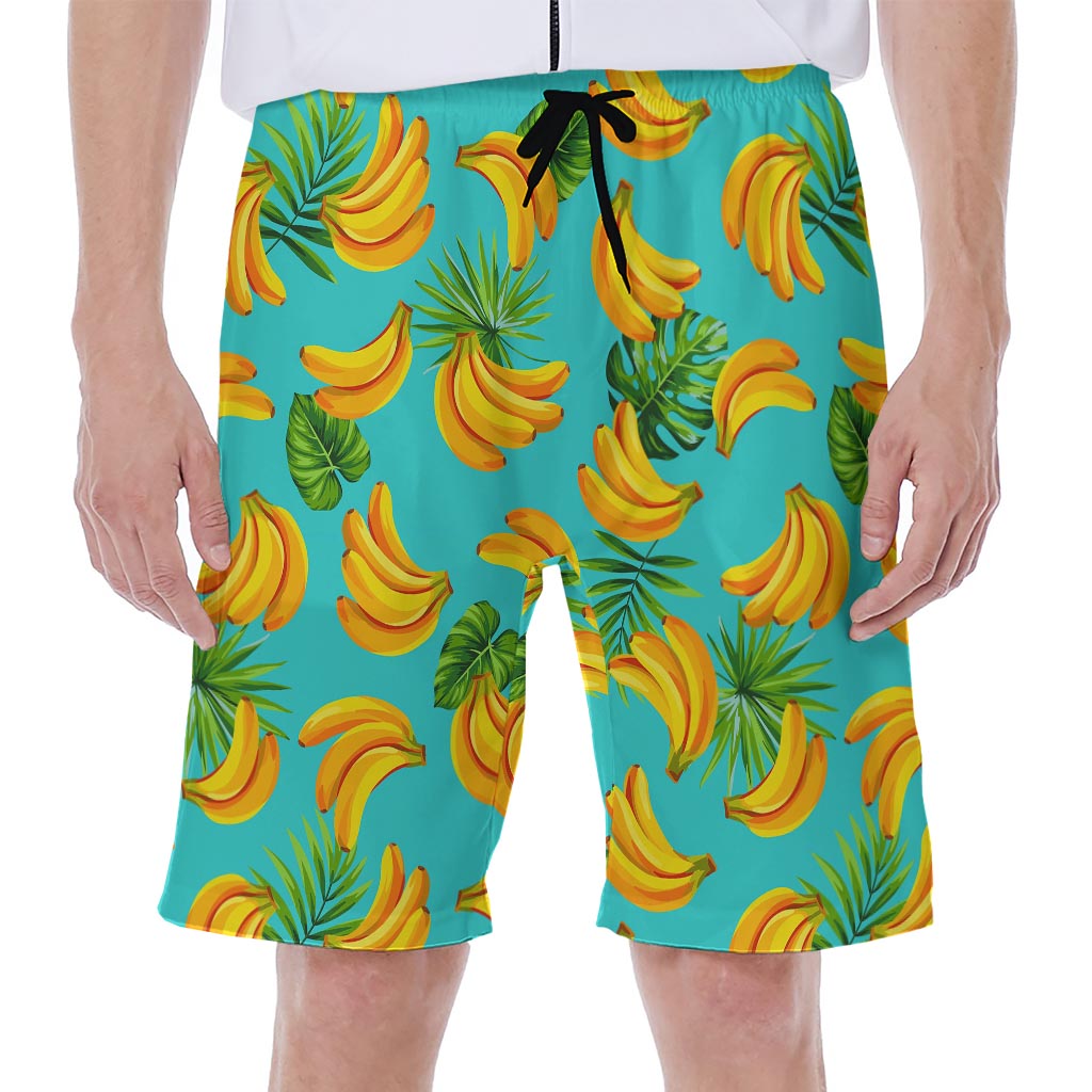 Tropical Banana Leaf Pattern Print Men's Beach Shorts