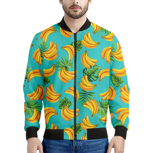 Tropical Banana Leaf Pattern Print Men's Bomber Jacket