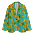 Tropical Banana Leaf Pattern Print Men's Cotton Blazer
