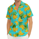 Tropical Banana Leaf Pattern Print Men's Deep V-Neck Shirt
