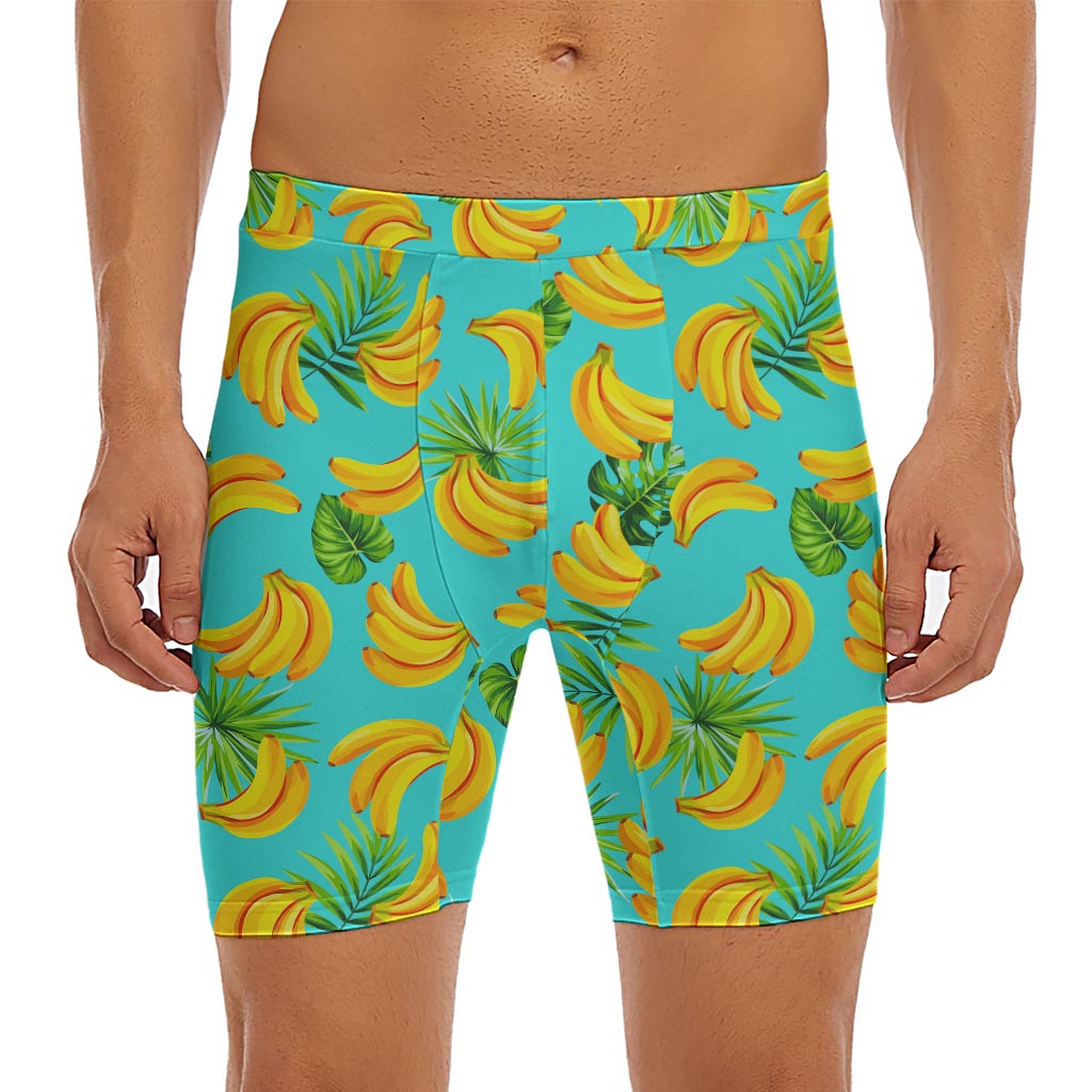 Tropical Banana Leaf Pattern Print Men's Long Boxer Briefs